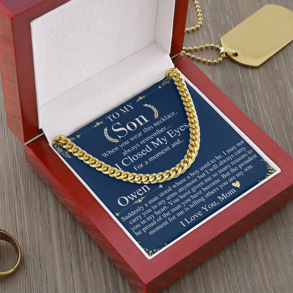 Son Birthday Gift, Sentimental Son Gifts from Mom, Christmas Gift For Son, Son Chain Necklace, Mother to Son Gift, Graduation Gifts for Son Owen