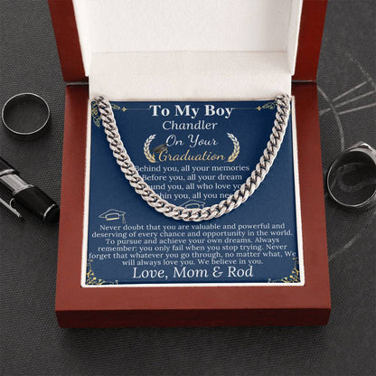 Son Graduation Gifts from Mom & Dad, Chain Necklace Graduation Gifts for Son, High School Graduation Gifts For him, College Graduation Gift Chandler