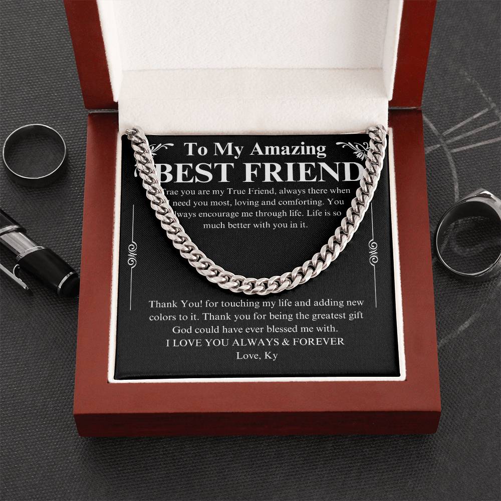 To My Male Best Friend Curb Chain Necklace, Birthday Gift for Guy Friend, Birthday Gift for Male Best Friend, Male Friend Gifts Ideas Ky