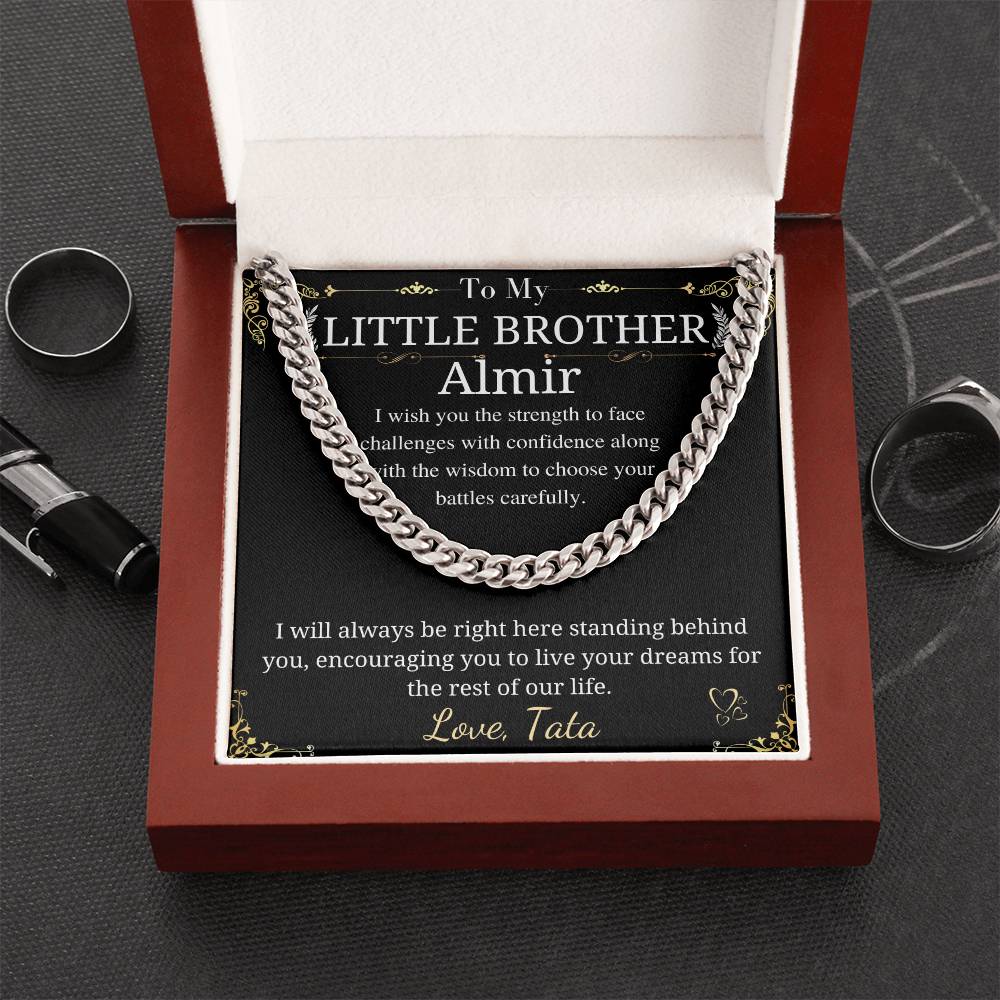 Gift for Little Brother, Chain Necklace Gift from Sister, Christmas Gift for Men, Personalized gift for brother, Keepsake gift for him Tata