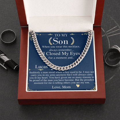 Sentimental Son Gifts from Mom, Son Chain Necklace, Mother to Son Gifts, Christmas Gifts for Son, Graduation Gifts for Son from Mother Lucas