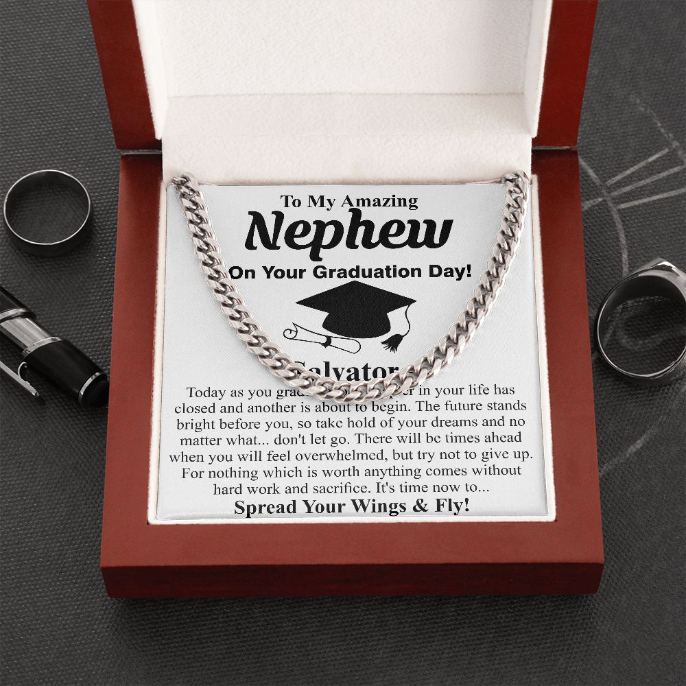 Custom Nephew Graduation Stainless Steel Necklace High School Graduation Gift for Nephew Nephew Graduation Gift Graduation Gift for Nephew Salvatore