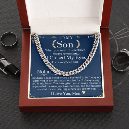 Sentimental Son Gifts from Mom, Son Chain Necklace, Mother to Son Gifts, Christmas Gifts for Son, Graduation Gifts for Son from Mother NOLAN