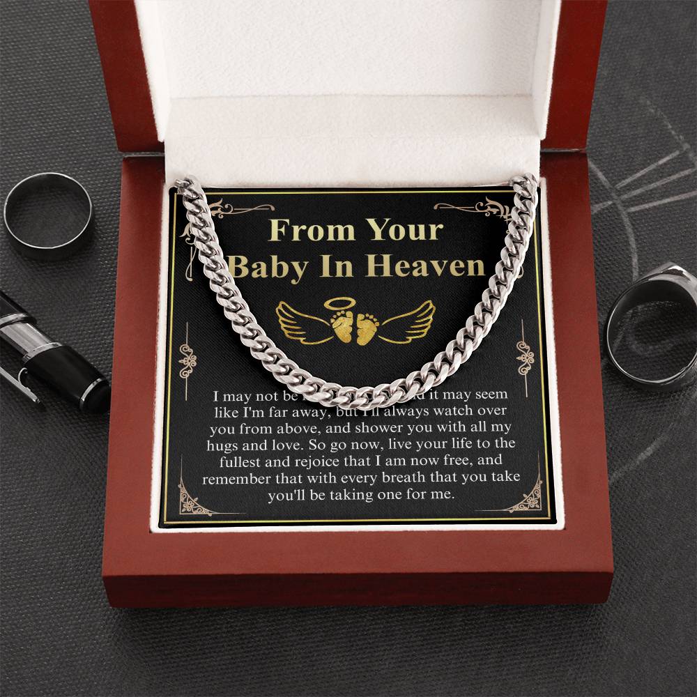 Meaningful Jewelry Gift First Fathers Day Gift from Baby in Heaven, Loss of Child Fathers Day Gift, Pregnancy Loss, Miscarriage Father's Day Chain Necklace with Messege Card w/o fathers day