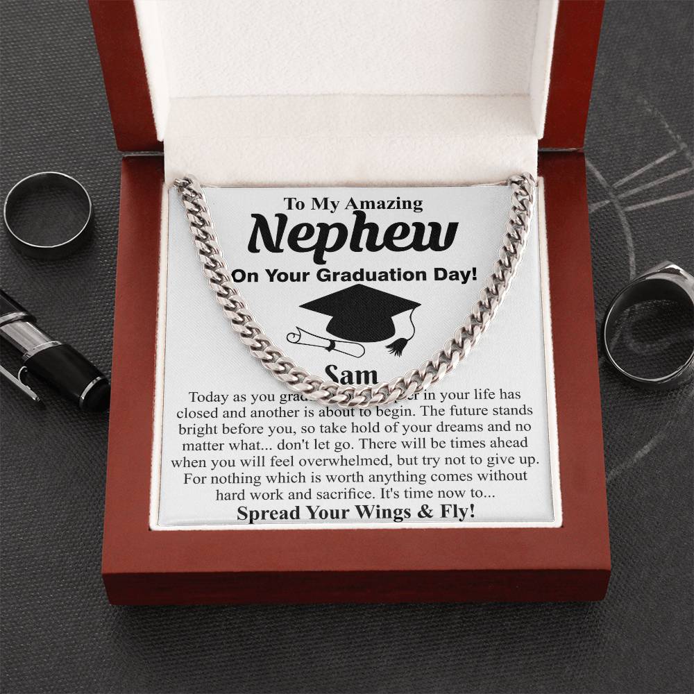 Custom Nephew Graduation Stainless Steel Necklace High School Graduation Gift for Nephew Nephew Graduation Gift Graduation Gift for Nephew Sam