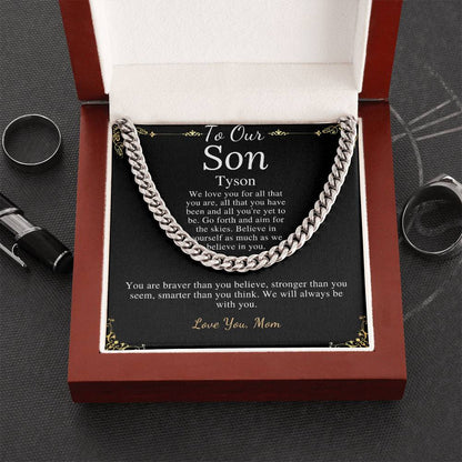 Sentimental Son Gifts from Mom, Son Chain Necklace, Mother to Son Gifts, Christmas Gifts for Son Birthday, Gifts for Son from Mother Tyson