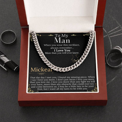 To My Man Chain Necklace for Him, Romantic Gifts for Him, Christmas Gift for Men, Birthday Gift for Husband, Birthday Gift for Husband Mickeal