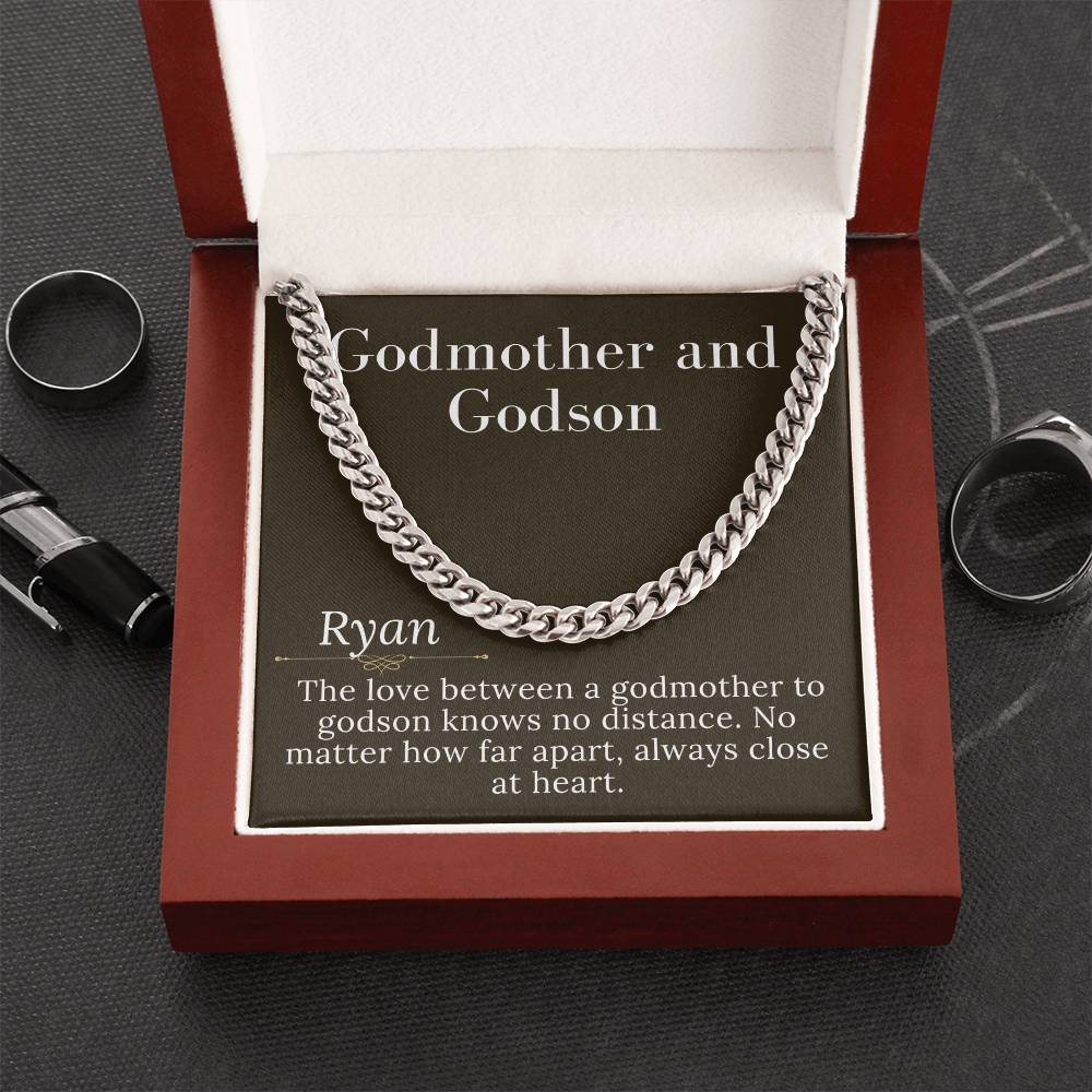 Godson Gifts From Godmother, Godmother & Godson Christmas Gift Chain Necklace, Baptism Gift Godson, Confirmation Gift Godson Birthday #0903 Ryan