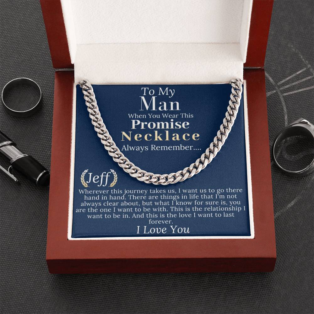 Boyfriend Promise necklace For Him, Boyfriend Mens Chain Necklace Christmas Gift For Soulmate, Valentine's Day Gift for Husband #0943 Jeff