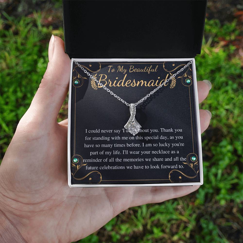 Meaningful Jewelry Gift Alluring Necklace to Bridesmaid On wedding day from bride , Thank you gift for Bridesmaid , with Personalized heart touching Message Card