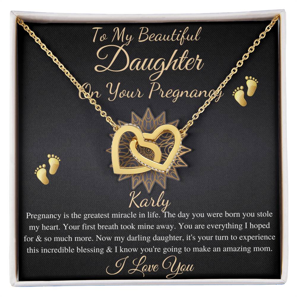 Pregnant Daughter Gift From Mother,First Time Mom Gift For Daughter,Congratulations Pregnancy Gift,New Mom Necklace,Interlocking Heart #0211 Karly