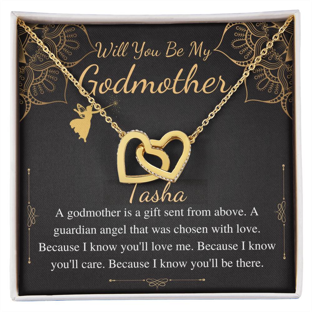 Godmother Proposal Necklace Gift for Godmother, Mothers Day Gift, Godmother Proposal, Will You Be My Godmother, Interlock Heart Necklace Tasha