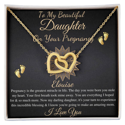 Pregnant Daughter Gift From Mother,First Time Mom Gift For Daughter,Congratulations Pregnancy Gift,New Mom Necklace,Interlocking Heart #0211 Elouise