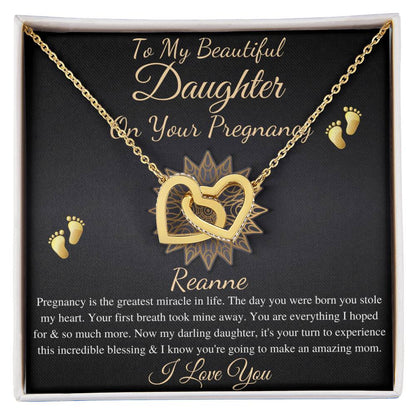 Pregnant Daughter Gift From Mother,First Time Mom Gift For Daughter,Congratulations Pregnancy Gift,New Mom Necklace,Interlocking Heart #0211 Reanne