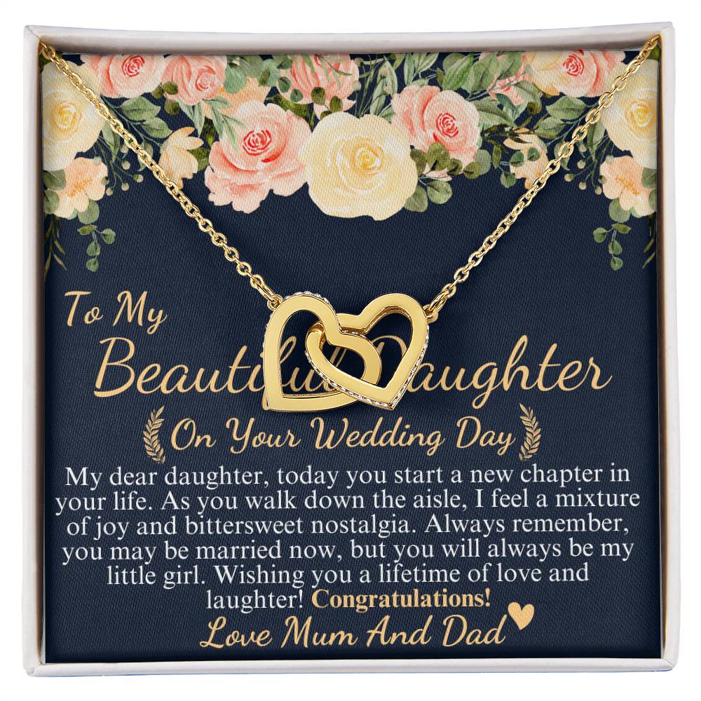 To my beautiful daughter on your wedding day love mum and dad