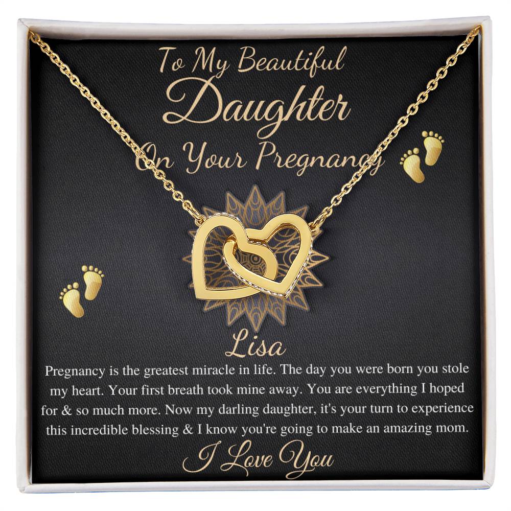 Pregnant Daughter Gift From Mother,First Time Mom Gift For Daughter,Congratulations Pregnancy Gift,New Mom Necklace,Interlocking Heart #0211 lisa