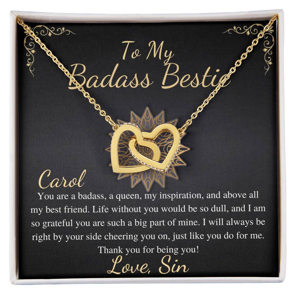 To My Badass Bestie Necklace, Gift For Friends, BFF Gift, Friendship Gift, Friendship Necklace, Friend Christmas Gift,Linked Heart #0594 Sin