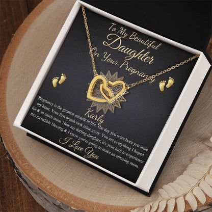 Pregnant Daughter Gift From Mother,First Time Mom Gift For Daughter,Congratulations Pregnancy Gift,New Mom Necklace,Interlocking Heart #0211 Karly