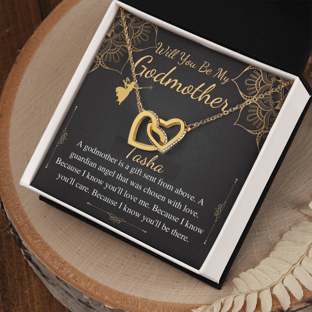 Godmother Proposal Necklace Gift for Godmother, Mothers Day Gift, Godmother Proposal, Will You Be My Godmother, Interlock Heart Necklace Tasha