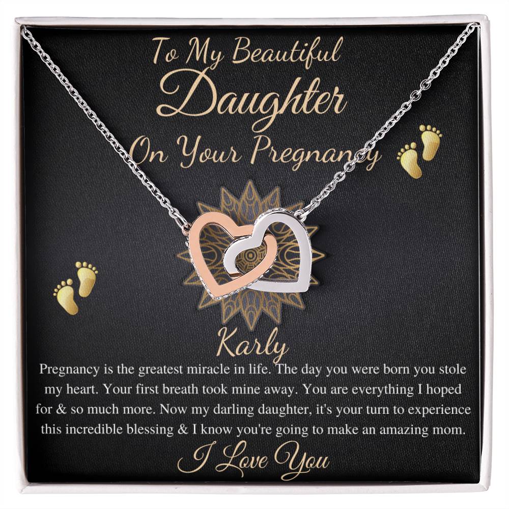 Pregnant Daughter Gift From Mother,First Time Mom Gift For Daughter,Congratulations Pregnancy Gift,New Mom Necklace,Interlocking Heart #0211 Karly