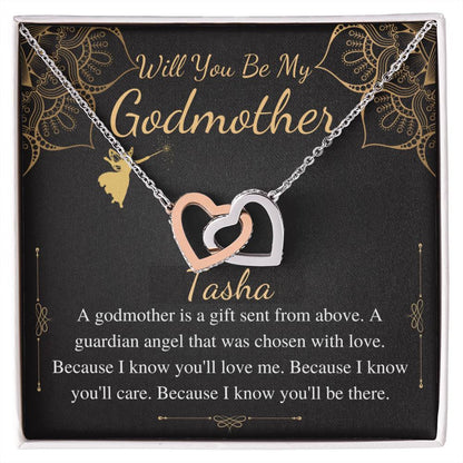 Godmother Proposal Necklace Gift for Godmother, Mothers Day Gift, Godmother Proposal, Will You Be My Godmother, Interlock Heart Necklace Tasha