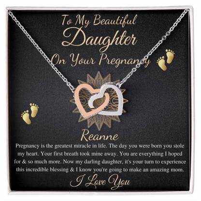 Pregnant Daughter Gift From Mother,First Time Mom Gift For Daughter,Congratulations Pregnancy Gift,New Mom Necklace,Interlocking Heart #0211 Reanne