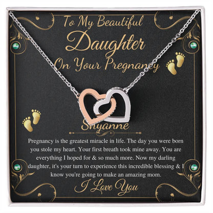 Pregnant Daughter Gift From Mother,First Time Mom Gift For Daughter,Congratulations Pregnancy Gift,New Mom Necklace,Interlocking Heart #0211 Shyanne