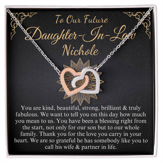 To Our Daughter-In-Law Gift On Wedding Day, Future Daughter In Law Wedding Gift, Bride Gift From Mother & Father In Law, Linked Heart #0815 nicole