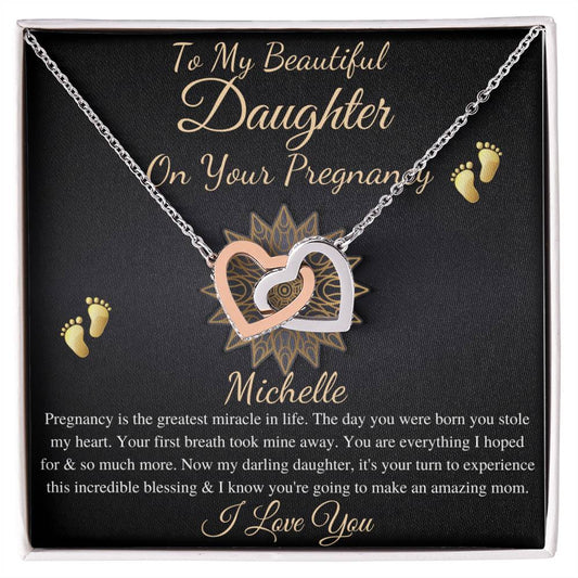 Pregnant Daughter Gift From Mother,First Time Mom Gift For Daughter,Congratulations Pregnancy Gift,New Mom Necklace,Interlocking Heart #0211 Michelle