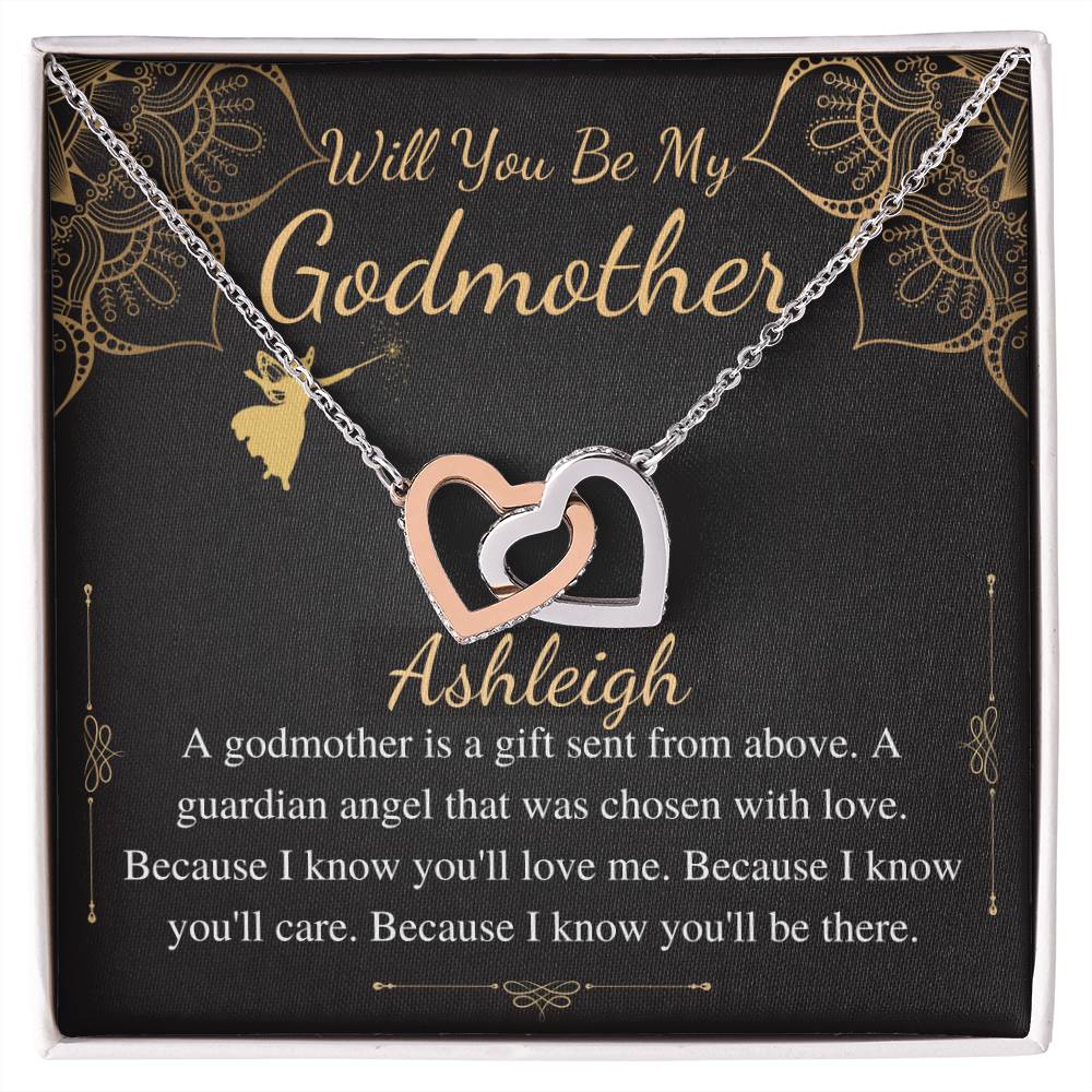 Godmother Proposal Necklace Gift for Godmother, Mothers Day Gift, Godmother Proposal, Will You Be My Godmother, Interlock Heart Necklace Ashleigh