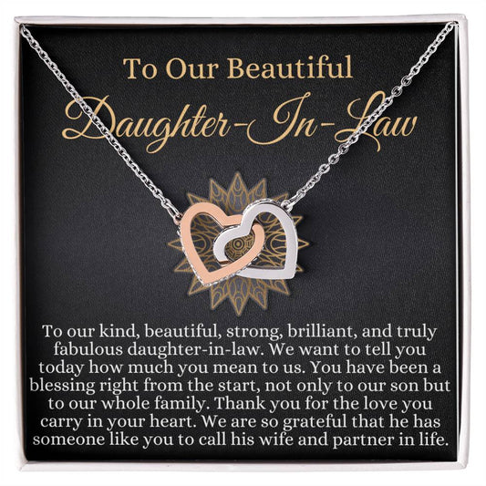 To Our Daughter-In-Law Gift On Wedding Day, Future Daughter In Law Wedding Gift, Bride Gift From Mother & Father In Law, Linked Heart #0815