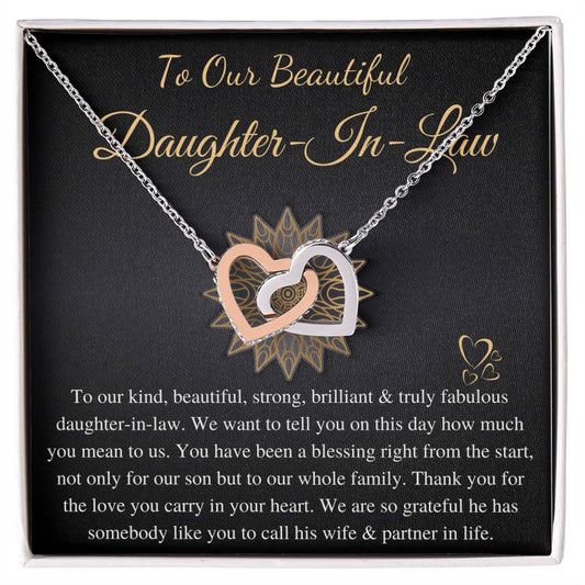 To Our Daughter-In-Law Gift On Wedding Day, Future Daughter In Law Wedding Gift, Bride Gift From Mother & Father In Law, Linked Heart #0815 Jess