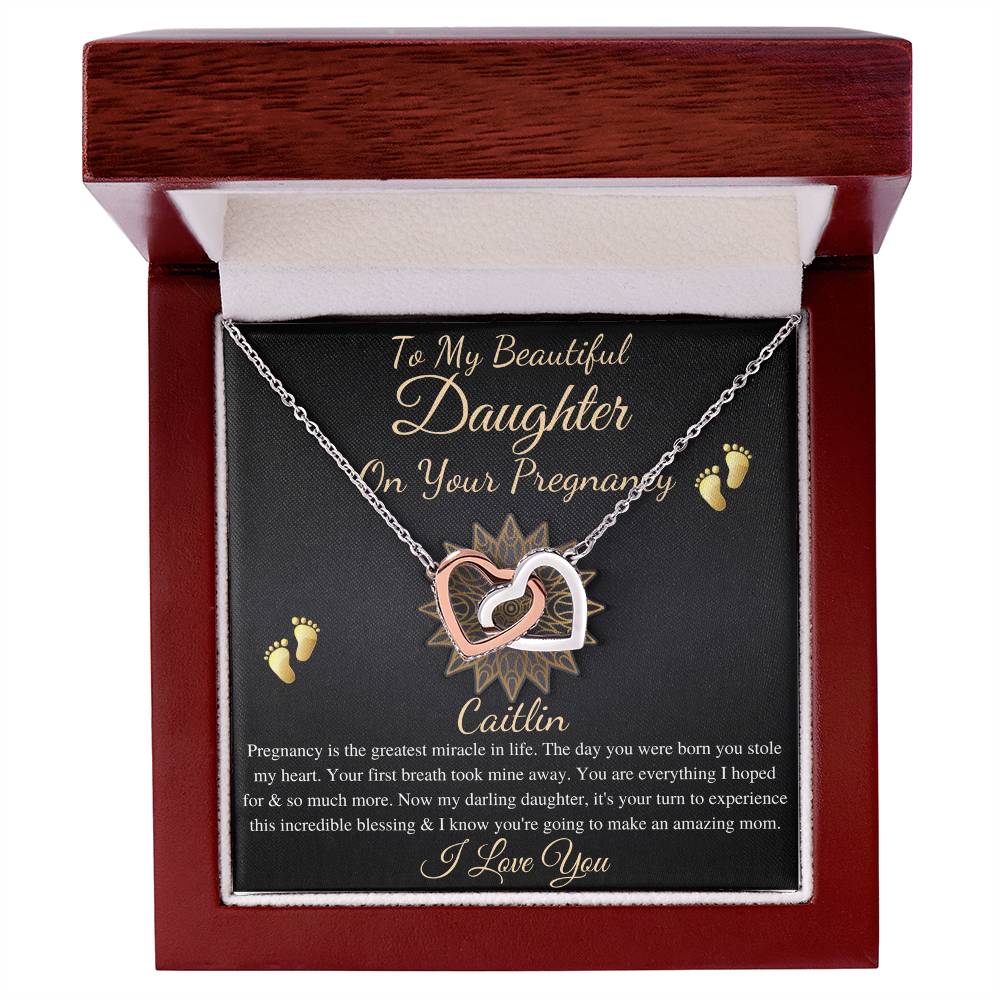 Pregnant Daughter Gift From Mother,First Time Mom Gift For Daughter,Congratulations Pregnancy Gift,New Mom Necklace,Interlocking Heart #0211 Caitlin