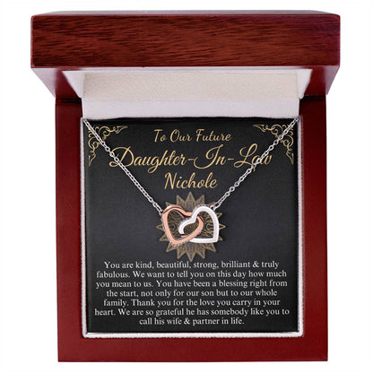 To Our Daughter-In-Law Gift On Wedding Day, Future Daughter In Law Wedding Gift, Bride Gift From Mother & Father In Law, Linked Heart #0815 nicole