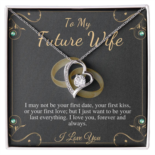 Future Wife Necklace, Fiancee Birthday Gift, Fiancee Gift on Engagement, Heart Neckalce To My Future Wife Gift, Valentines Day Gift for Wife w/ mahogany box