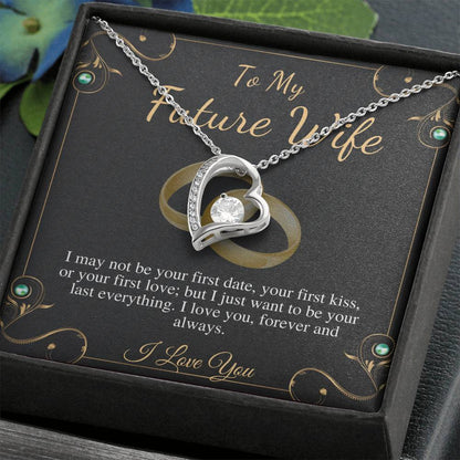 Future Wife Necklace, Fiancee Birthday Gift, Fiancee Gift on Engagement, Heart Neckalce To My Future Wife Gift, Valentines Day Gift for Wife w/ mahogany box