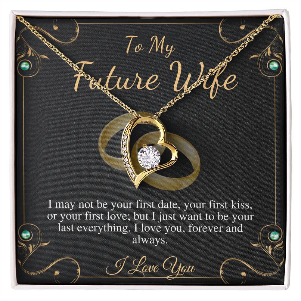 Future Wife Necklace, Fiancee Birthday Gift, Fiancee Gift on Engagement, Heart Neckalce To My Future Wife Gift, Valentines Day Gift for Wife w/ mahogany box