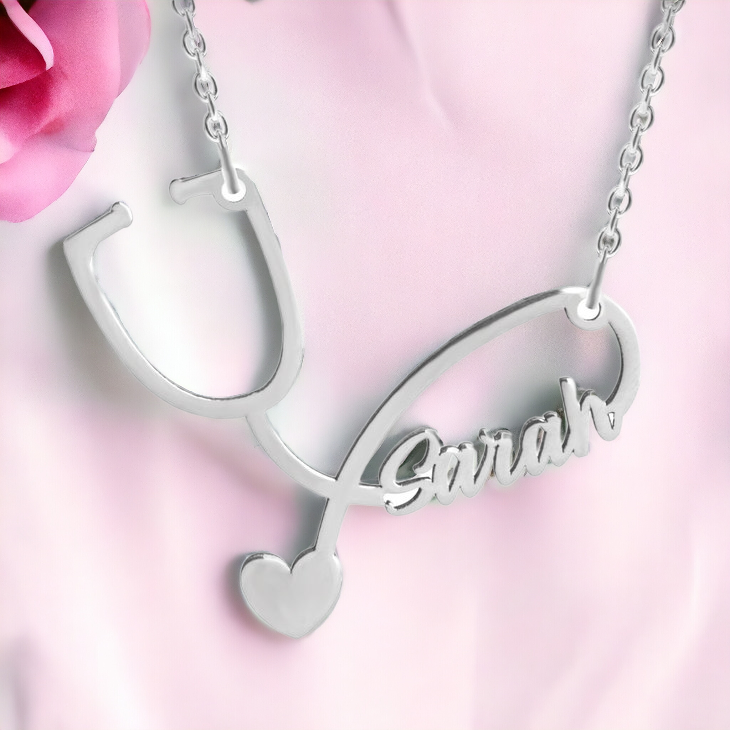 Personalized Stethoscope Name Necklace