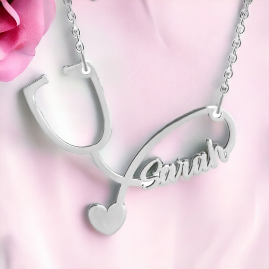 Personalized Stethoscope Name Necklace