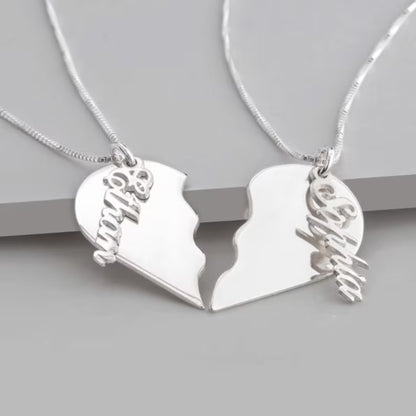 Broken Heart Couple Name Necklace - 30% OFF