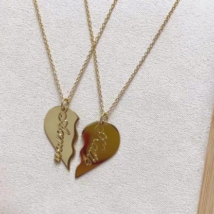 Broken Heart Couple Name Necklace - 30% OFF